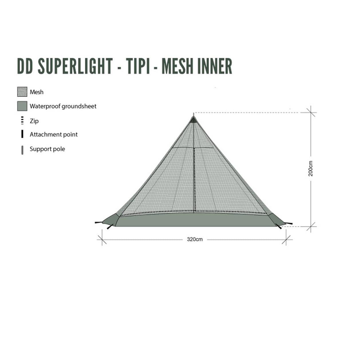 DD Hammocks Superlight Tipi Mesh Inner Tent