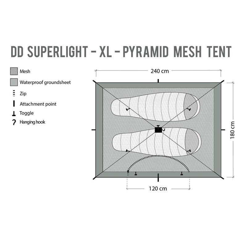 DD Hammocks Superlight XL Pyramid Mesh Tent