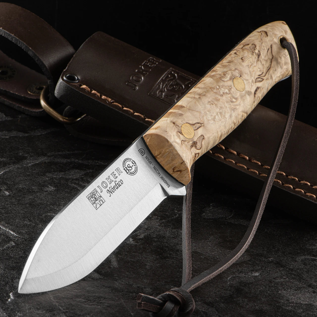 Joker BS9 Nordico Bushcraft Knife - Curly Birch