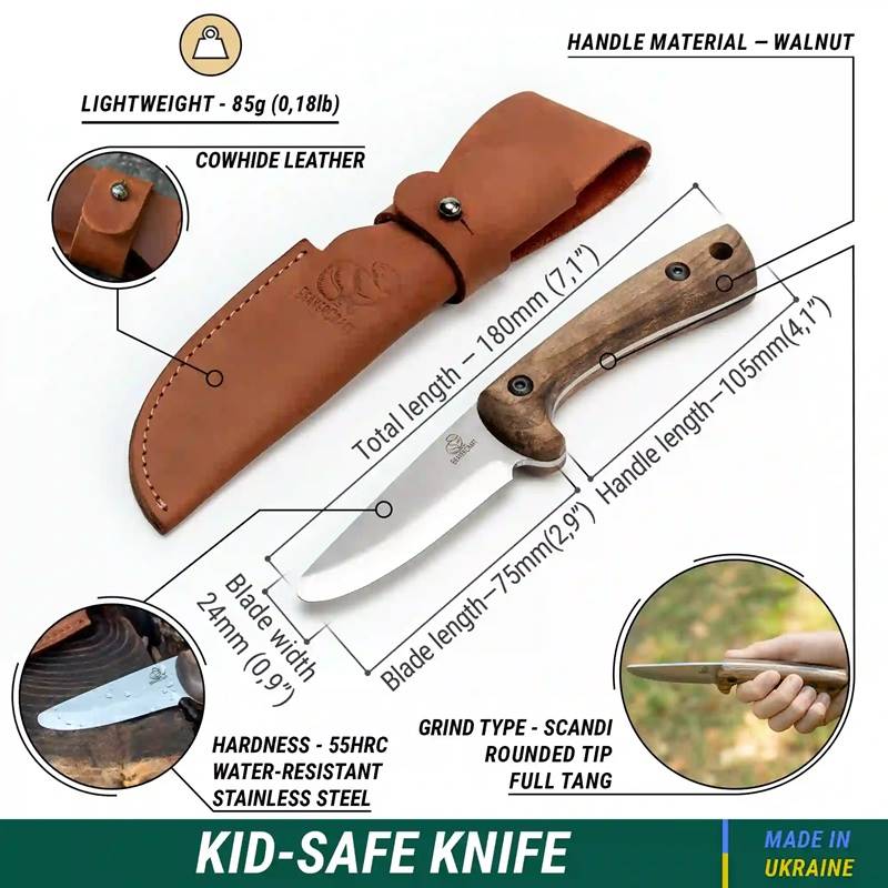 BeaverCraft BSHKID — Kids Bushcraft Knife