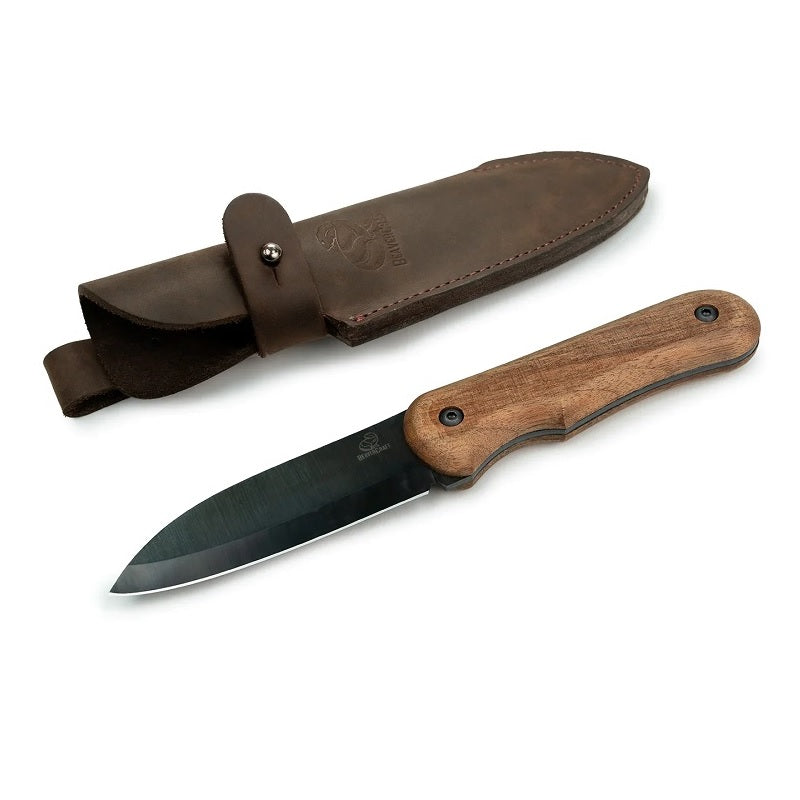 BeaverCraft BSH5 — Carbon Steel Compact Bushcraft Knife Oak Handle