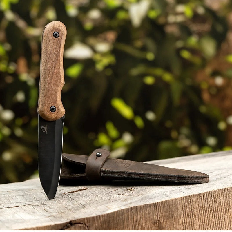 BeaverCraft BSH5 — Carbon Steel Compact Bushcraft Knife Oak Handle