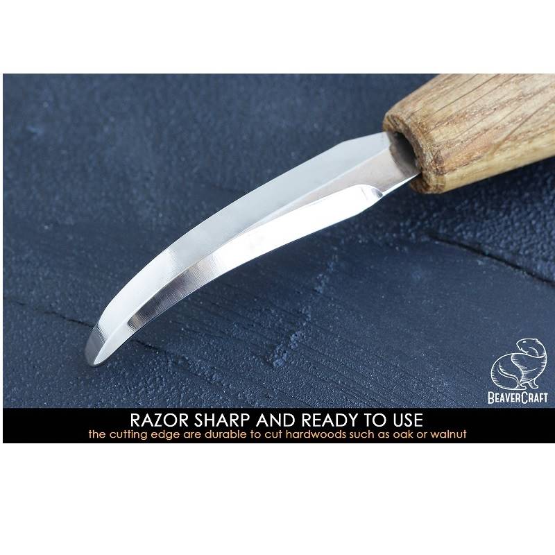 BeaverCraft SK4S - Open Curve Spoon Knife with Leather Sheath