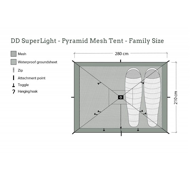 DD Hammocks Superlight Pyramid Mesh Tent - Family