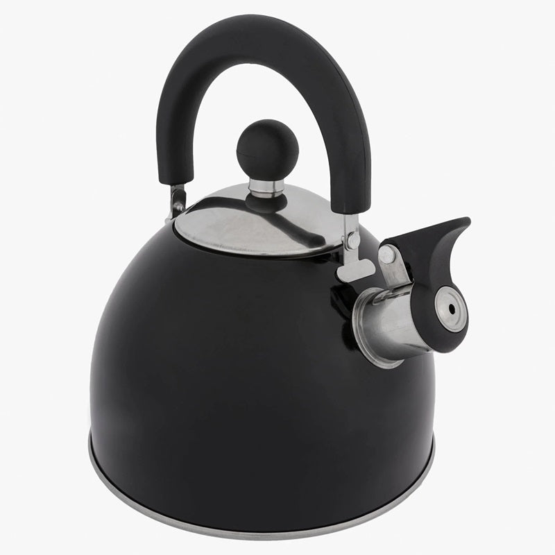 Highlander Deluxe Whistling Camping Kettle, Black 2L