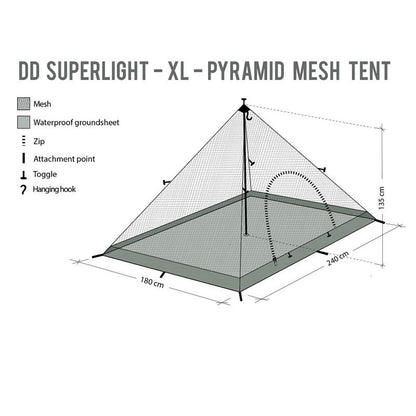 DD Hammocks Superlight XL Pyramid Mesh Tent