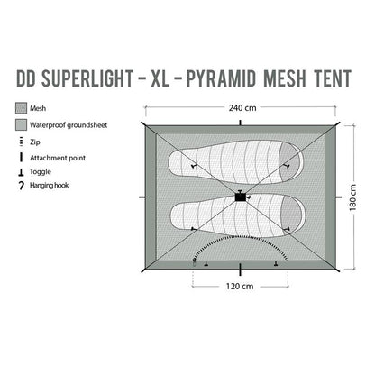 DD Hammocks Superlight XL Pyramid Mesh Tent
