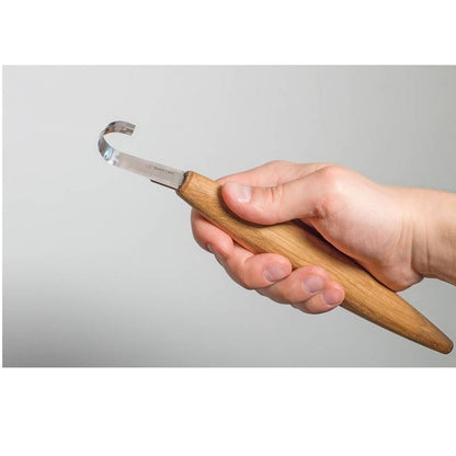 BeaverCraft SK5S - Spoon Carving Knife Deep Cut Bevels Oak Handle and Leather Sheath