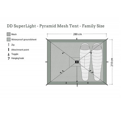 DD Hammocks Superlight Pyramid Mesh Tent - Family
