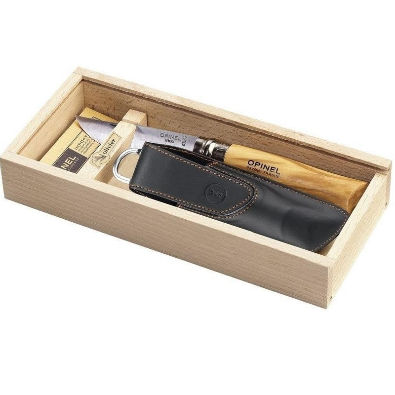Opinel No 8  Stainless Steel Olive wood Knife with Sheath